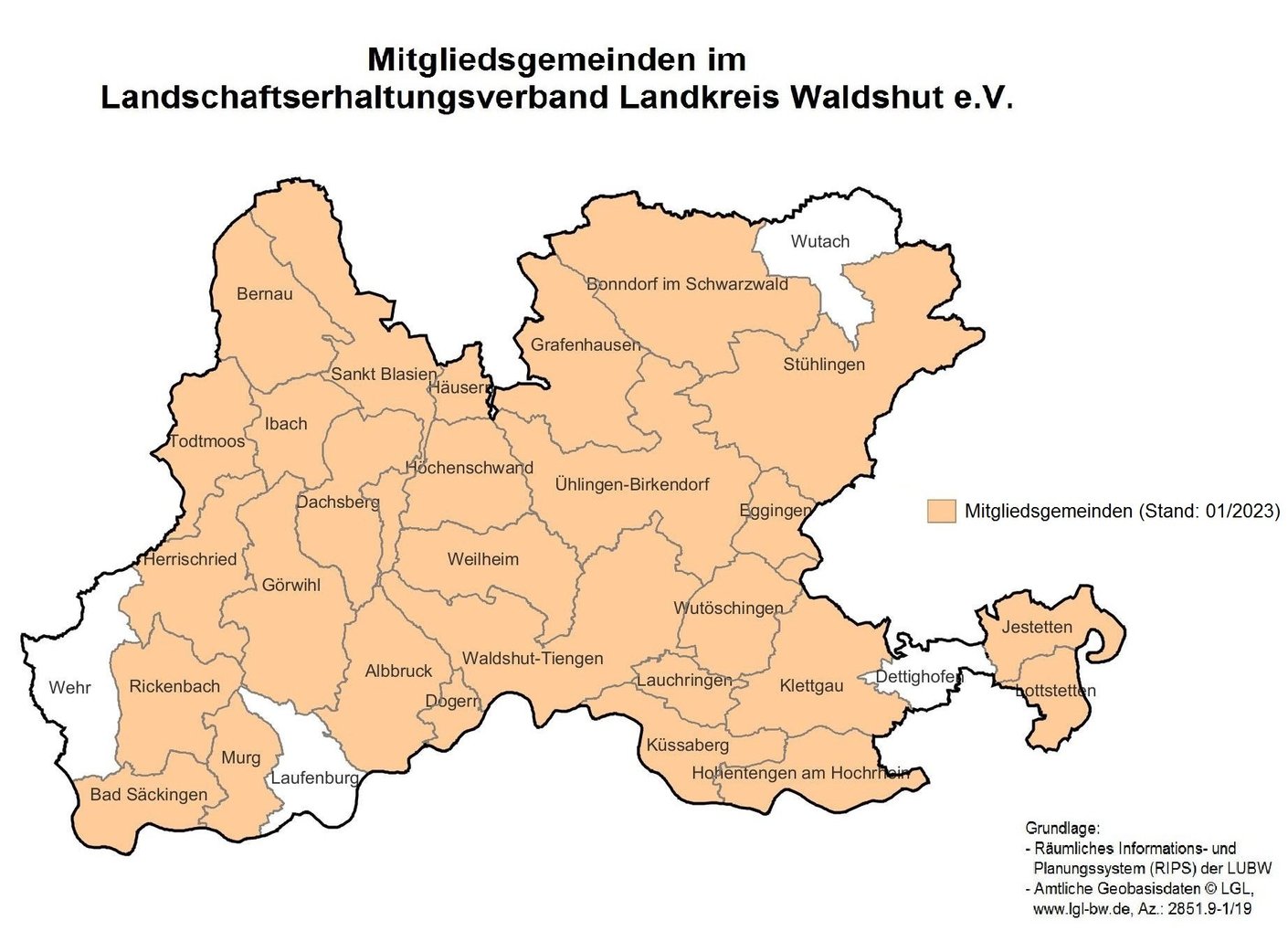 Mitgliedsgemeinden im LEV Waldshut (Stand:01/2023)