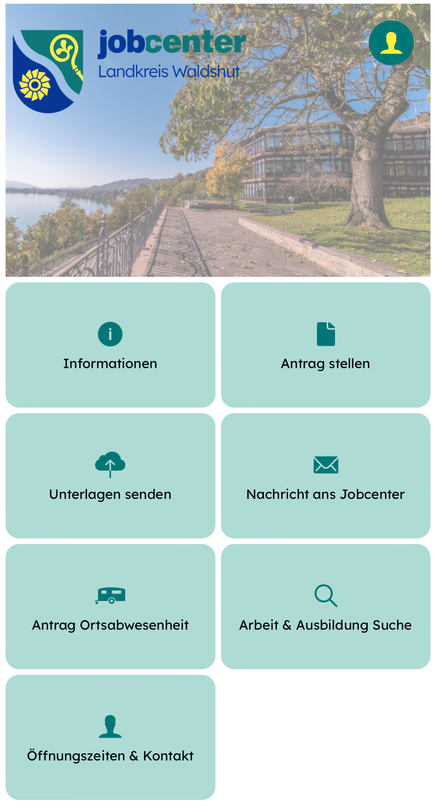 Screenshot der JC App, Landkreis Waldshut Jobcenter