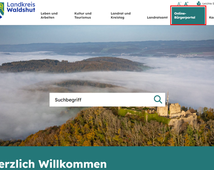 Im Bereich „Online- Bürgerportal“ finden Sie Informationen zu den online Diensten vom Land-Kreis Waldshut.