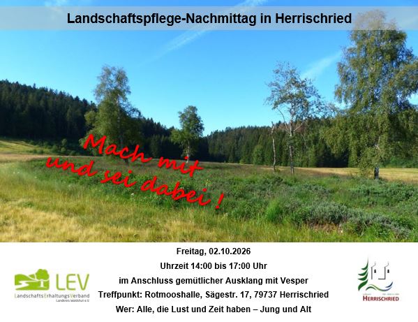 Einladung zum Landschaftspflege-Nachmittag in Herrischried